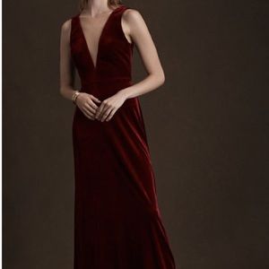 JENNY YOO velvet burgundy gown